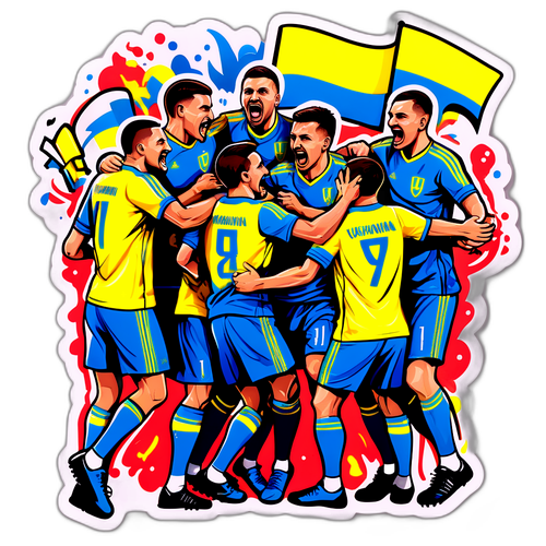 Святкування перемоги української футбольної команди у стилі графіті