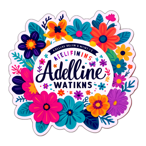 Barevný květinový design se jménem Adeline Watkins
