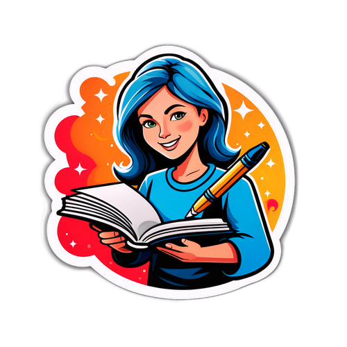 Sticker av Martina Wallenberg med bok och penna