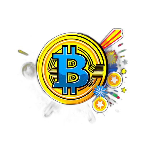 Sticker colorat cu logo-ul Bitcoin