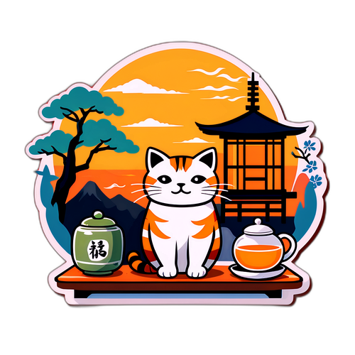 猫と虎風 Inn の伝統的な茶室