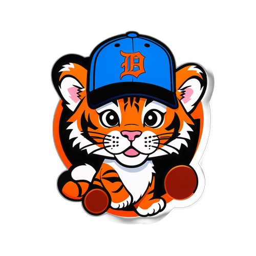 Playful Detroit Tigers Tiger Cub Emblem