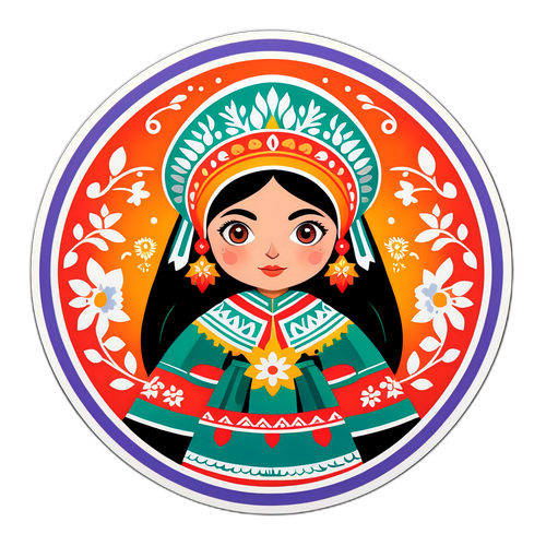 Design créatif représentant le folklore bulgare à travers des costumes traditionnels et des motifs folkloriques