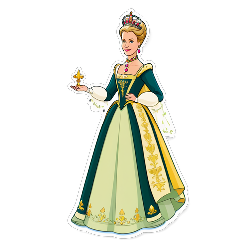 Elegant klistremerke av Dronning Sonja