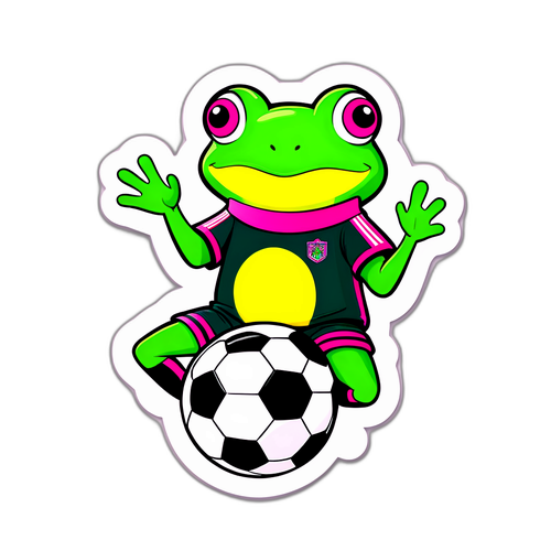 Веселая лягушка в форме футбольной команды