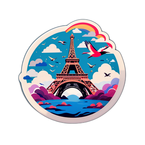 Artistikong Pagsasalarawan ng Eiffel Tower sa mga Nabulabog na Ulap