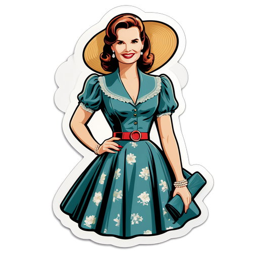 Geena Davis tyylikkäässä vanhanaikaisessa mekossa