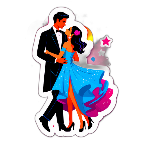 Prom-tema klistremerke med dansende par