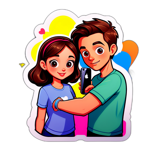 สติกเกอร์คู่รักการ์ตูนนำเสนอ iPhone 18