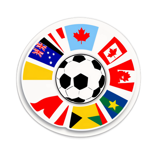 Huy hiệu thể thao với lá cờ Canada và Australia