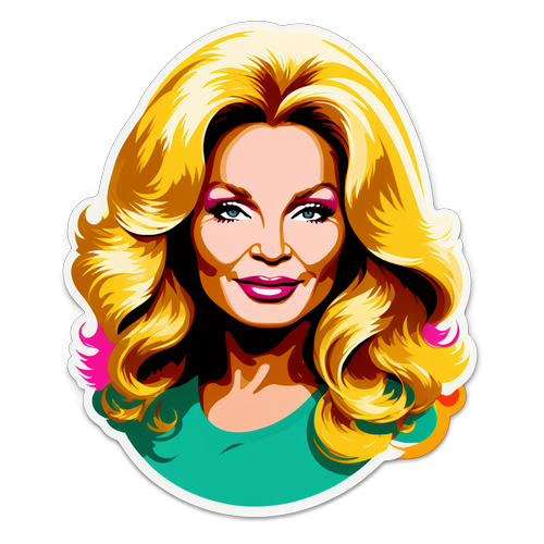 Barevná nálepka představující Jocelyn Wildenstein s motivy zvířat