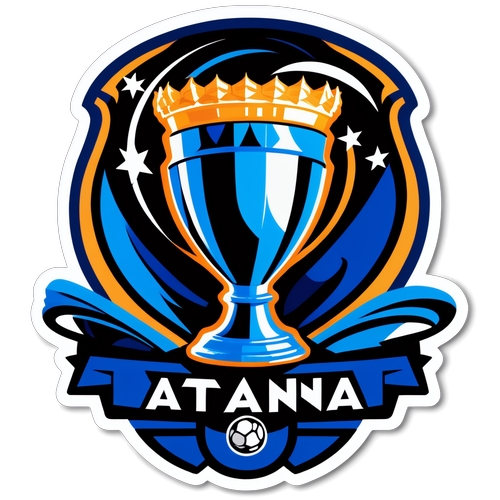 Sticker vibrante con il logo dell'Atalanta e il trofeo della Coppa Italia