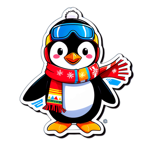 Speelse Pinguïn met Sneeuwbord