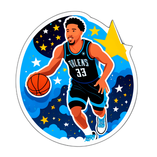 Stylized Portrait of Jalen Brunson with Basketball