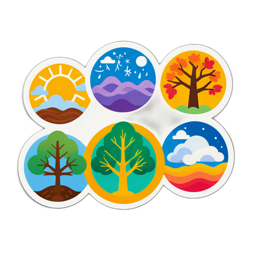 四季變化天氣象徵貼紙