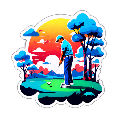 A Creative Sticker of Ryo Hisatsune Golfing