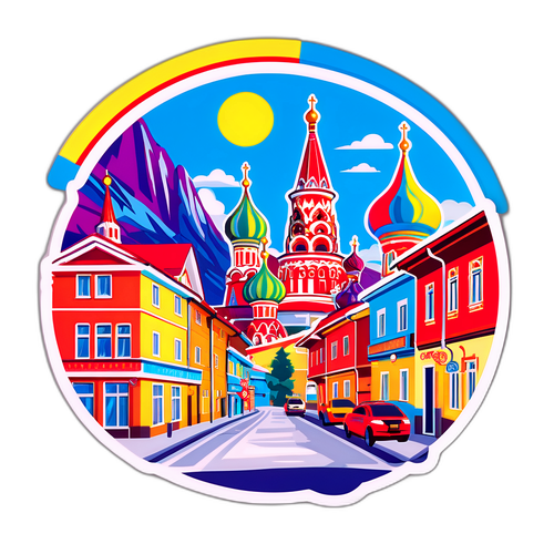 Стикер с изображением улиц Сочи в ярких цветах