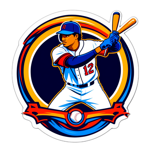 Dynamic Baseball Action Sticker