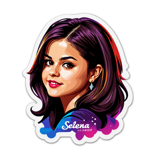 Vibrante Sticker van Selena Gomez met Muziek Quote