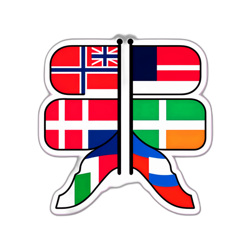 En sjarmerende klistremerke med flaggene til Norge og Italia