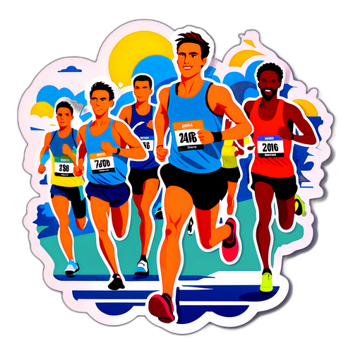 马拉松跑步运动员贴纸