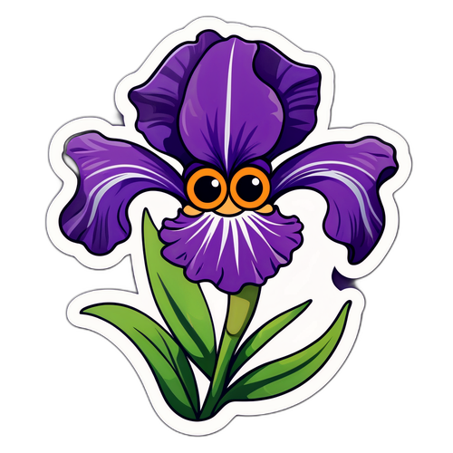 Αυθόρμητη αυτοκόλλητη ετικέτα στο σχήμα λουλουδιού ίριδας