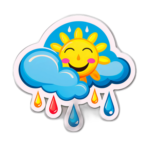 Cloud with Raindrops and Smiling Sun