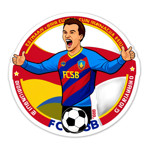 Eticheta FCSB cu culorile echipei