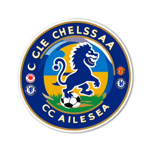 Stiker Berwarna Cerah Menampilkan Warna Biru Chelsea dengan Imej Bola Sepak