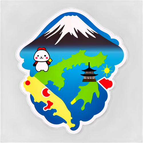 這隻可愛的角色在富士山前，帶你探索日本的每一個夢幻景點！