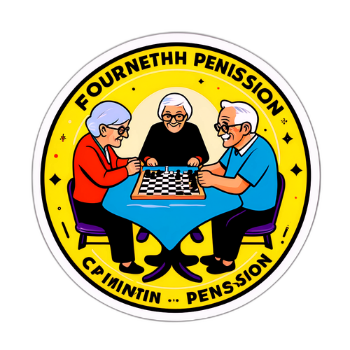 Sticker z seniorami grającymi w gry planszowe