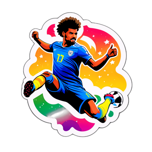 Farverig klistermærke, der hylder Philip Billings atletik