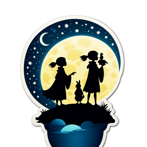 Sticker Misterioso delle Silhouette di Dorgu nella Luce della Luna