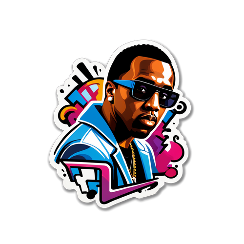 Stiker Modern Hip-Hop P Diddy: Menggabungkan Seni Graffiti dan Simbol Musik yang Memukau!