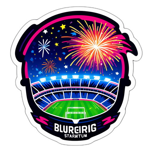 A sticker featuring Bluenergy Stadium under a night sky