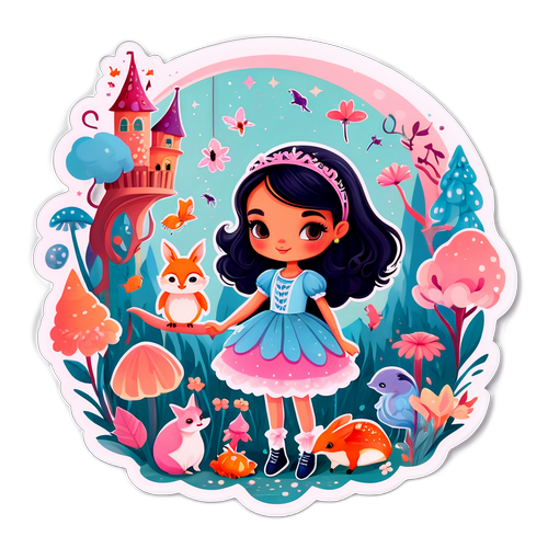 Et sjarmerende klistremerke i en eventyrinnstilling