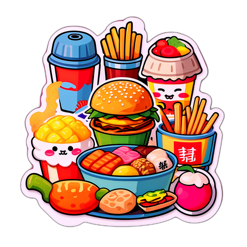 台北のストリートフードをテーマにした可愛いステッカー