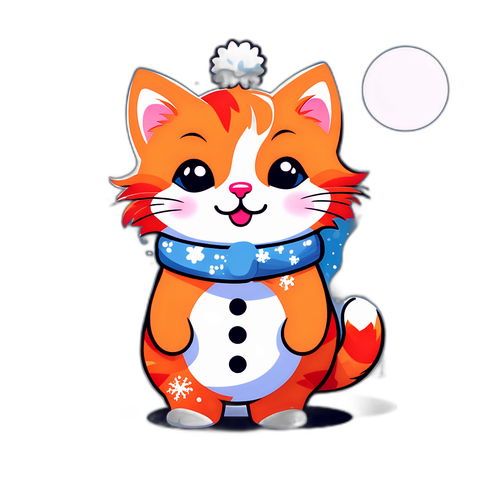 可愛的小貓在雪地裡