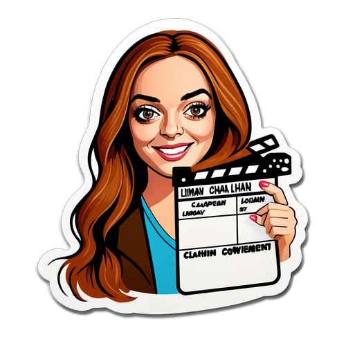 Playful Movie Clapperboard Sticker Featuring Lindsay Lohan