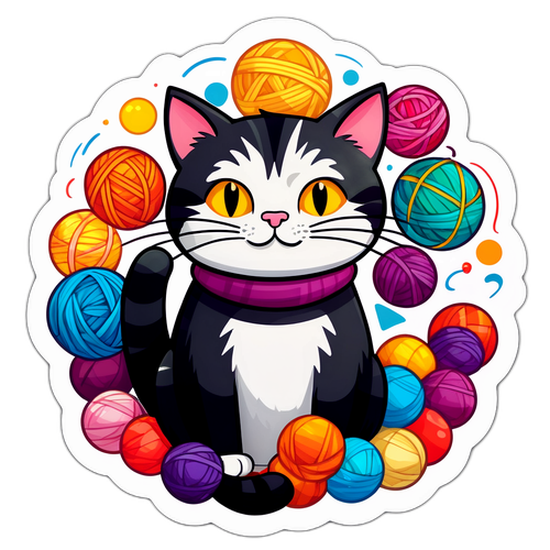 Stiker Kucing Kartun Ceria