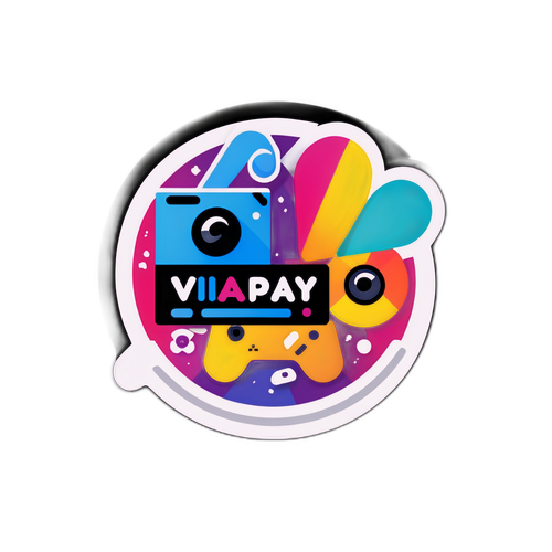 Energetisk Viaplay-logotyp med underhållningselement