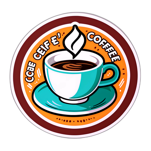 咖啡文化彩色貼紙