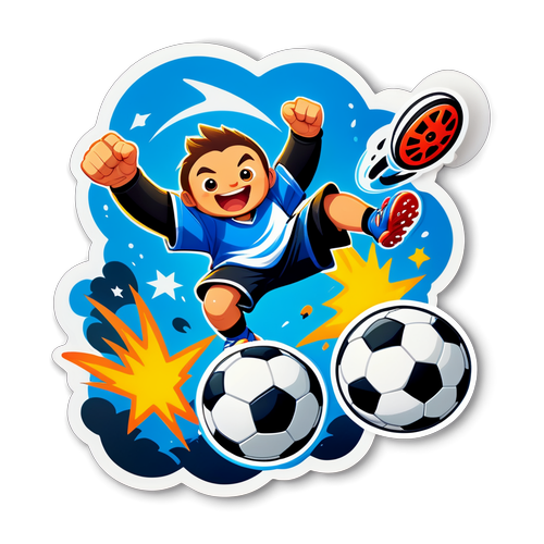 Mahusay at Makulay na Sticker ng mga Kartun na Karakter na Nagsasalpukan sa Futbol