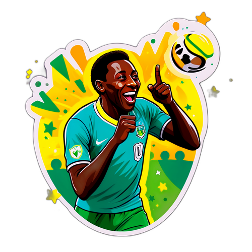 Pelé w radosnej celebracji po strzeleniu gola