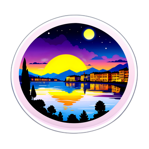 콤오 호수와 밀라노 야경의 조화로운 스티커