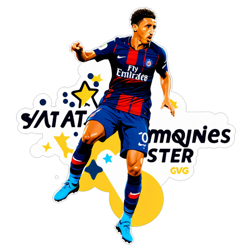 Stickers av stjärnspelaren Marquinhos i aktion