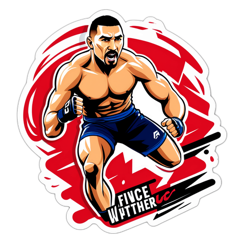 En intensiv illustration av Robert Whittaker som bryter igenom barriärer, symboliserande motståndskraft och atletism i UFC:s värld