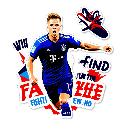 Ein Sticker mit Kimmich in Aktion mit dem Text "Fight until the end!"