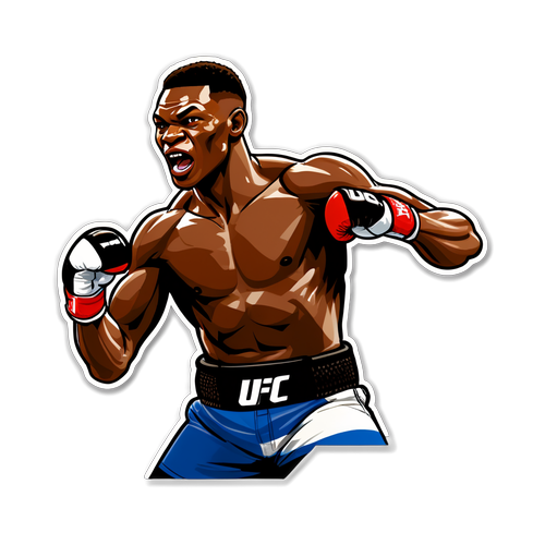 An Action-Packed Illustration of Israel Adesanya Punching