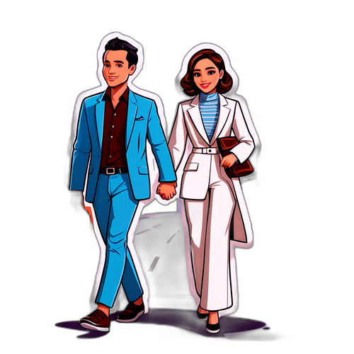 Stiker Pasangan Bergaya di Kota